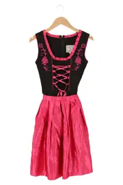 Vorschaubild 1 von GAUDI TRACHTEN Dirndl Trachtenkleid Damen 34/XS Schwarz Pink Vintage Stickerei