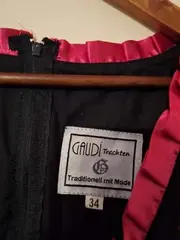 Vorschaubild 3 von GAUDI TRACHTEN Dirndl Trachtenkleid Damen 34/XS Schwarz Pink Vintage Stickerei