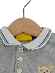 Vorschaubild 2 von Poloshirt Baby Gr. 68 Grau Teddybär Stickerei Baumwolle