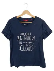 Vorschaubild 1 von Damen T-Shirt Gr. 42 XL Navy Blau Aufdruck Casual Kurzarm