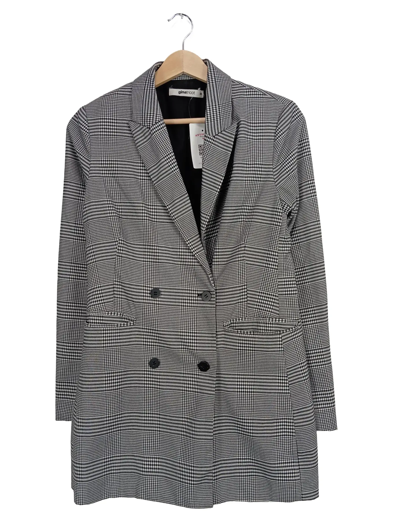 GINA TRICOT Blazer kariert Damen Gr. 36 Business Polyester Langarm