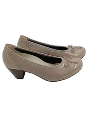 Vorschaubild 1 von Pumps Damen Gr. 40 Beige Elegant Schleife Lack-Optik