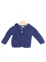 Vorschaubild 1 von Kinder Strickjacke Gr. 74 Blau Kapuze Baumwolle Casual