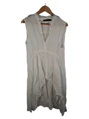 Vorschaubild 1 von Woman Sommerkleid Damen Weiß Leinen Gr. XS Boho Rüschen