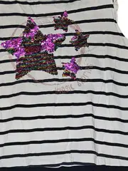 Vorschaubild 3 von Jerseykleid Mädchen gestreift Sterne Pailletten Rüschen Blau Gr. 164