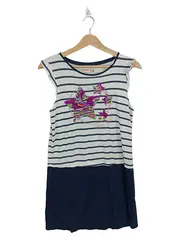 Vorschaubild 1 von Jerseykleid Mädchen gestreift Sterne Pailletten Rüschen Blau Gr. 164