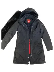 Vorschaubild 1 von Damen Parka Gr. 34/XS Schwarz Kapuze Fell Outdoor Freizeit