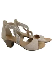 Vorschaubild 1 von Sandaletten Damen 39 Beige Komfortabel Strass Riemchensandalen