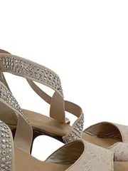Vorschaubild 3 von Sandaletten Damen 39 Beige Komfortabel Strass Riemchensandalen