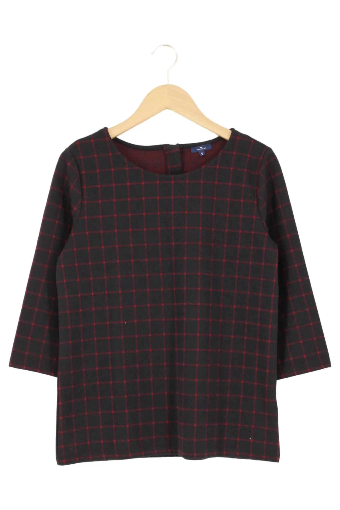 TOM TAILOR Damen Pullover Gr. 36/S Schwarz Kariert Casual 3/4-Arm