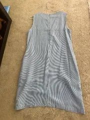 Vorschaubild 2 von Damen Schlauchkleid Blusenkleid Gestreift Baumwolle Blau Gr. 40 L