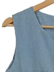 Vorschaubild 3 von Damen Schlauchkleid Blusenkleid Gestreift Baumwolle Blau Gr. 40 L
