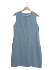 Vorschaubild 1 von Damen Schlauchkleid Blusenkleid Gestreift Baumwolle Blau Gr. 40 L