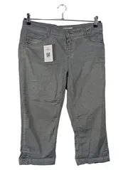 Vorschaubild 1 von Damen Capri Stoffhose Gr. 38 Grau Baumwolle