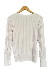 Vorschaubild 2 von Damen Strickjacke Gr. 38/M Rosa Zopfstrick Baumwolle Klassisch