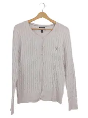 Vorschaubild 1 von Damen Strickjacke Gr. 38/M Rosa Zopfstrick Baumwolle Klassisch