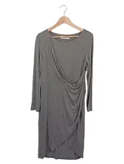 Vorschaubild 1 von Strickkleid Damen 42/XL Grau Viskose Elegant Midikleid