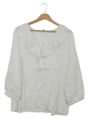 Vorschaubild 1 von Bluse Damen 3/4 Arm Weiß Gr. 40/L Modal Rüschen