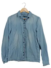 Vorschaubild 1 von Jeanshemd Hemdbluse Rüschen Damen Gr. 36/S Blau