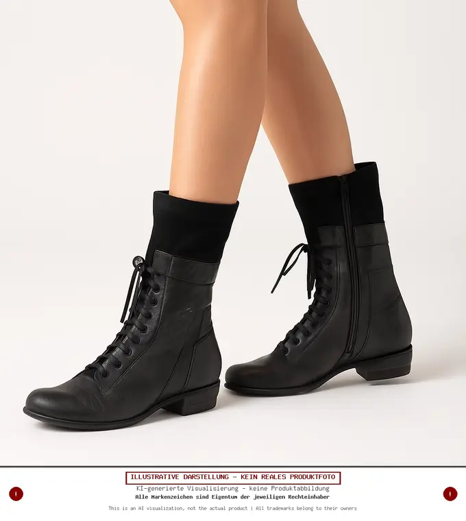 SIMEN Damen Stiefelette Schnürstiefel Vintage Stil 36 Schwarz