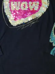 Vorschaubild 3 von Mädchen Langarmshirt Gr. 152 Blau Casual mit Herz-Pailletten