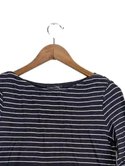 Vorschaubild 3 von Damen Langarmshirt gestreift Gr. 38/M Blau Casual Baumwolle