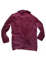 Vorschaubild 2 von Strickjacke Damen Gr. 38/M Rot Casual Strickmuster Metallic-Look