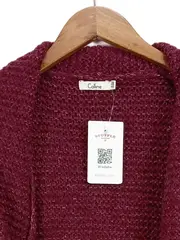 Vorschaubild 7 von Strickjacke Damen Gr. 38/M Rot Casual Strickmuster Metallic-Look