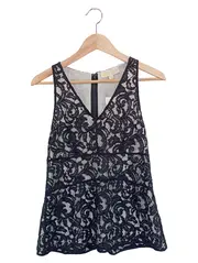 Vorschaubild 1 von Damen Bluse Spitze Schwarz Gr. 34/XS Elegant Ärmellos