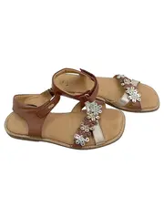 Vorschaubild 2 von Mädchen Sandalen Gr. 37 Braun Gold Blumen Leder Sommer
