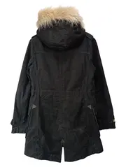 Vorschaubild 2 von Parka Damen Gr. 36/S Schwarz Winterjacke Kapuze Fellbesatz