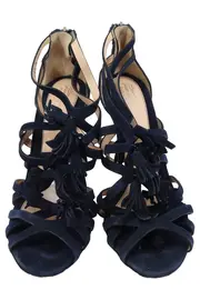 Vorschaubild 2 von Sandaletten Damen Gr. 38 Blau Elegant High Heels Fransen 10cm