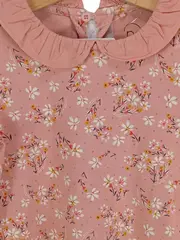 Vorschaubild 2 von Mädchen Langarmshirt Pink Blumenmuster Rüschenkragen Gr. 110