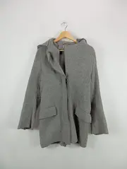 Vorschaubild 2 von Damen Strickjacke Grau Gr. 40/L Casual mit Kapuze