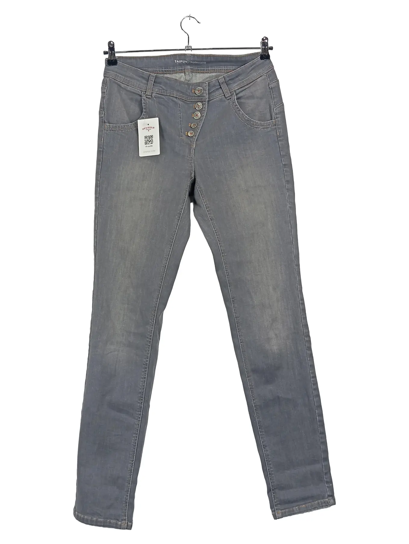 TAIFUN Mom Jeans Boyfriend Style Damen Grau Gr. 38 L22 Baumwolle