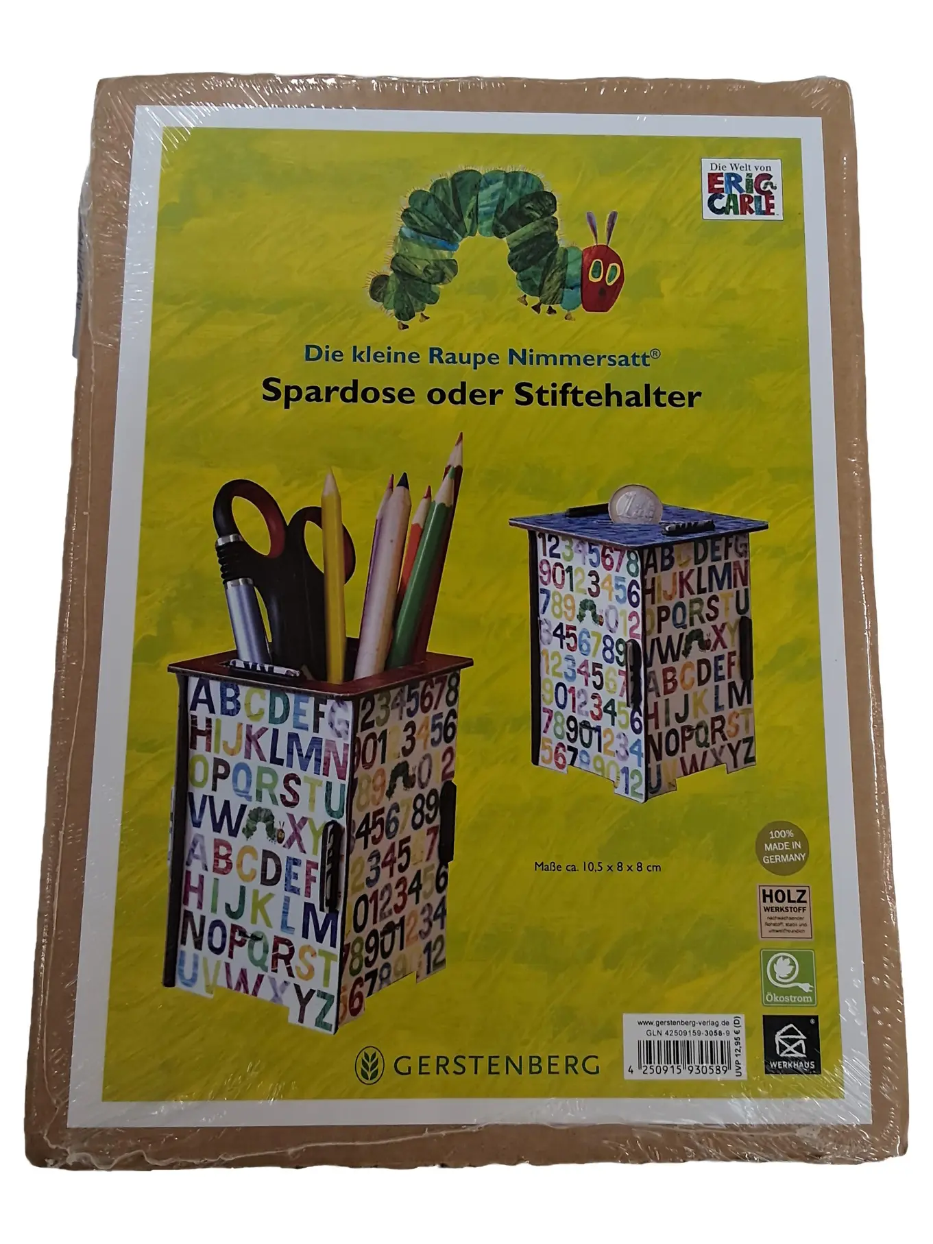 GERSTENBERG Die kleine Raupe Nimmersatt Spardose Holz bunt 10,5cm