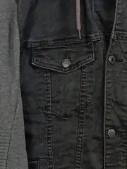 Vorschaubild 3 von Herren Jeansjacke Kapuze Schwarz Gr. 50/L Casual Baumwolle