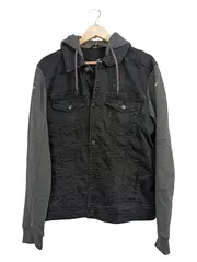 Vorschaubild 1 von Herren Jeansjacke Kapuze Schwarz Gr. 50/L Casual Baumwolle