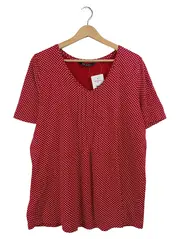 Vorschaubild 1 von Damen T-Shirt Gr. 46/48 Rot Weiß Punkte Kurzarm Plus Size