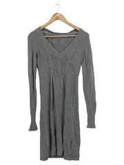 Vorschaubild 1 von EDC Strickkleid Damen Gr. S Grau Zopfmuster Freizeitkleid Baumwolle