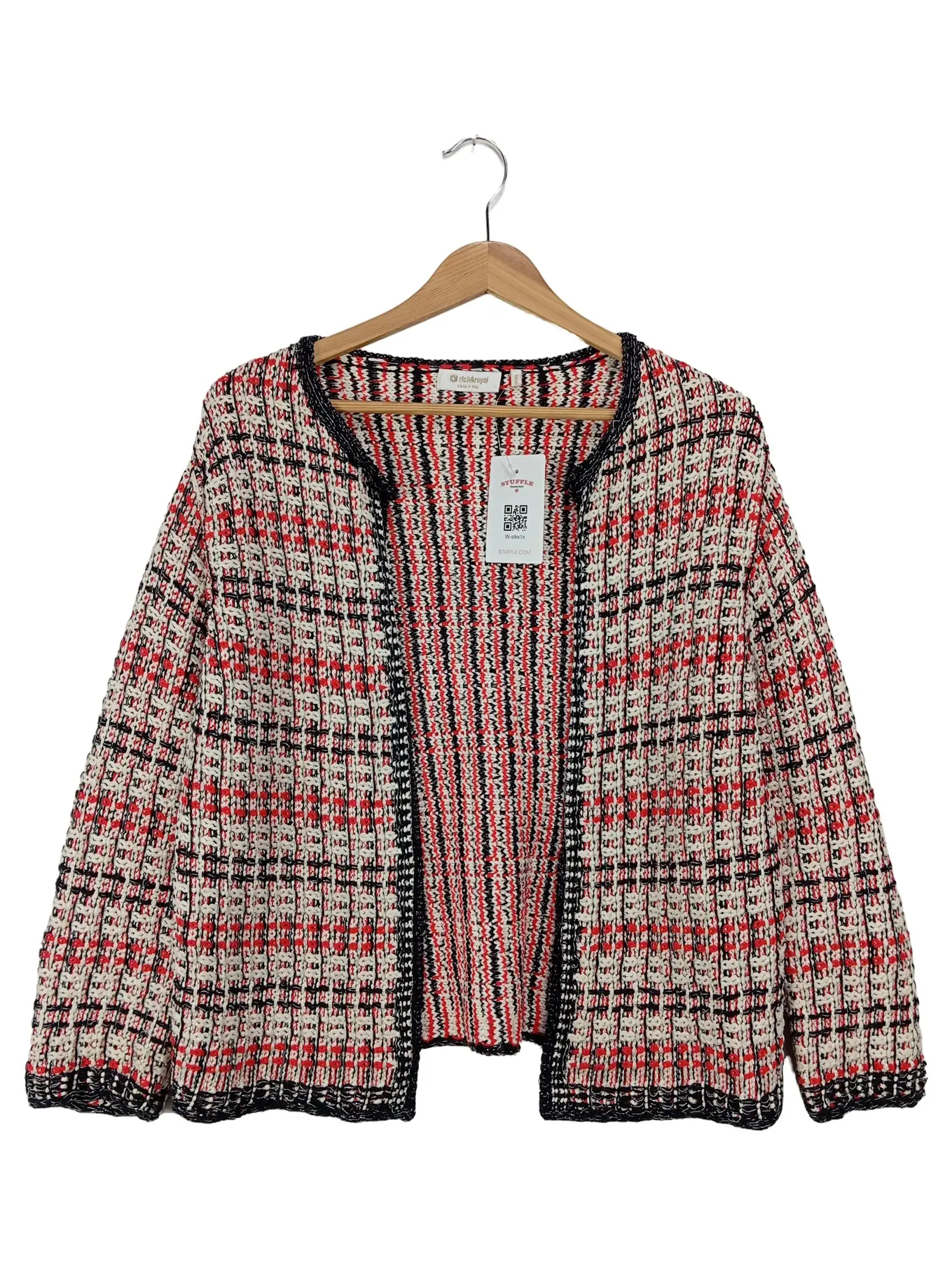 RICH & ROYAL Strickjacke Damen 36/S Mehrfarbig Elegant Strukturmuster Klassisch