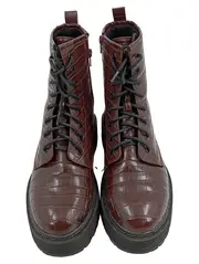 Vorschaubild 2 von Damen Stiefelette Schnürstiefel Kroko-Optik Braun Gr. 41 Urban