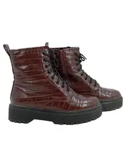 Vorschaubild 1 von Damen Stiefelette Schnürstiefel Kroko-Optik Braun Gr. 41 Urban