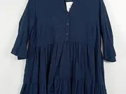 Vorschaubild 3 von Damen Blusenkleid Gr. 42 Blau Casual Wollkleid