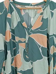 Vorschaubild 4 von Damen Bluse Gr. 44 Grün Blumenmuster Viskose 3/4-Arm