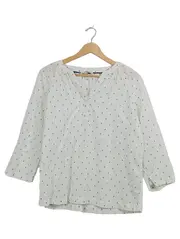 Vorschaubild 1 von Damen Bluse Langarm Weiß Gr. S gepunktet Casual Baumwolle