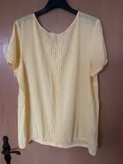 Vorschaubild 3 von Damen Bluse Gelb Kurzarm Viskose Gr. 44 Freizeit Uni Falten