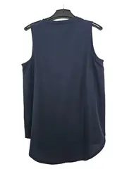 Vorschaubild 2 von Damen Bluse Ärmellos Gr. S Blau V-Ausschnitt Zierknöpfe