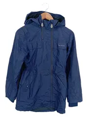 Vorschaubild 1 von . Kinder Parka Gr. 152 Blau Uni Kapuze Polyester Outdoor Jacke