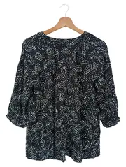 Vorschaubild 2 von Bluse Damen 40/L Schwarz Abstrakt Muster Bohemian Elegant Viskose